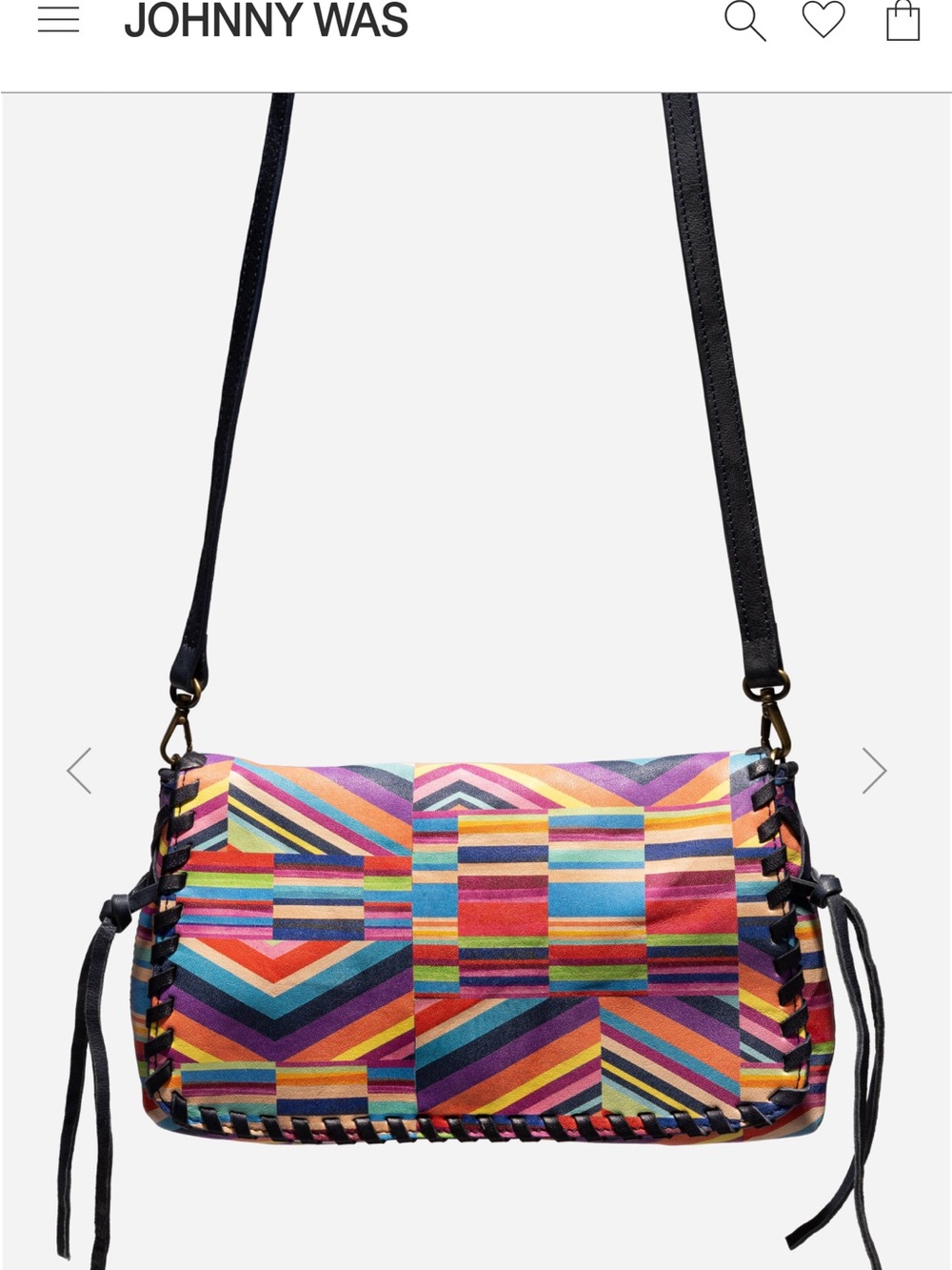 Johnny Was Colorful Multi STRIPE ITALIAN LEATHER CROSSBODY